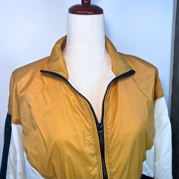 H&M DIVIDED Color Blocked Yellow Black Cream Boxy Windbreaker Size S - Picture 4 of 11